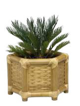 DKD Home Decor Macetero Bambú y Ratán Natural 46x40x40