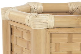 DKD Home Decor Macetero Tropical Bambú y Ratán Natural 40 x 40 x 46 cm