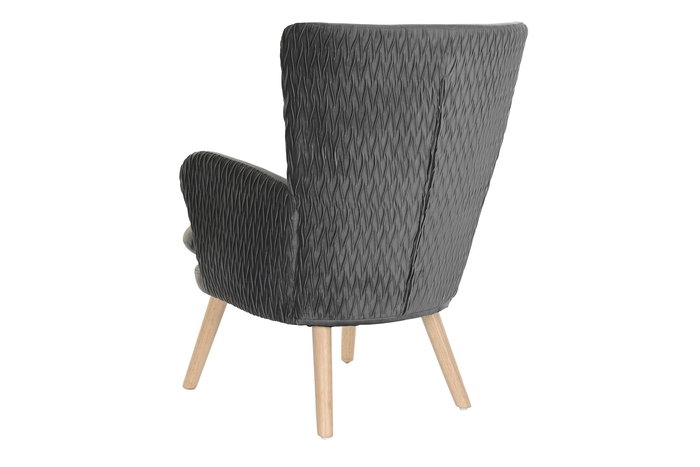 DKD Home Decor Butaca Scandi Gris Oscuro Natural 67 x 92 x 66 cm
