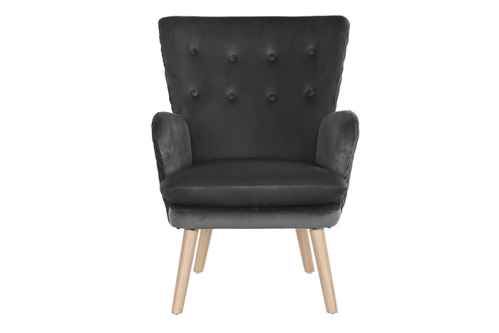 DKD Home Decor Butaca Scandi Gris Oscuro Natural 67 x 92 x 66 cm