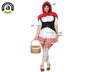 Disfraz Original Caperucita y el Lobo para Mujer Adulto - Vestido, Caperuza, Delantal y Corsé - Multicolor - Talla XL