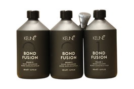 Set Keune: Bond Fusion Phase 1, Hair Treatment Lotion Mask, Bond Repair, 500 ml + Bond Fusion Phase 2, Hair Treatment Lotion Mask, Bond Enhancer, 500 ml + Measuring Plastic Cup