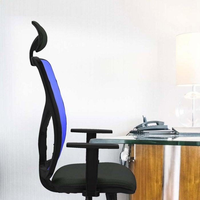PIQUERAS Y CRESPO Silla de oficina Motilla con mecanismo Sincro/Traslack, Tela Verde y Malla Azul