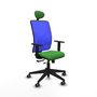 PIQUERAS Y CRESPO Silla de oficina Motilla con mecanismo Sincro/Traslack, Tela Verde y Malla Azul