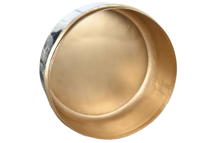 DKD Home Decor Mesa de Centro de Hierro Símil Mármol Negro y Dorado