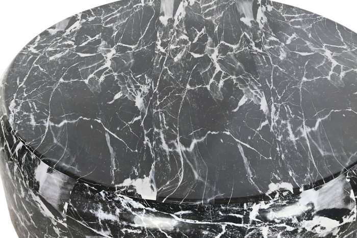 DKD Home Decor Mesa de Centro de Hierro Símil Mármol Negro y Dorado