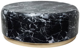 DKD Home Decor Mesa de Centro de Hierro Símil Mármol Negro y Dorado