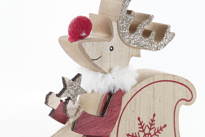 DKD Home Decor Figura Navidad Tradicional Rojo y Dorado MDF 39 x 22.5 x 2.5 cm (6 Unidades)