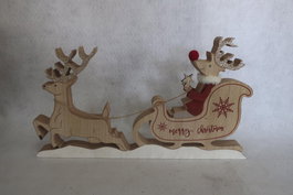 DKD Home Decor Figura de Trineo MDF Natural con detalles en Rojo y Dorado