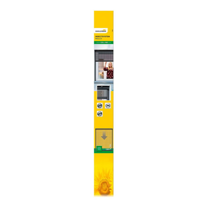 Schellenberg Mosquitera Enrollable para Ventana 130 x 160 cm, Antracita, con Tejido de Fibra de Vidrio y Carcasa de Aluminio, Equipo Completo