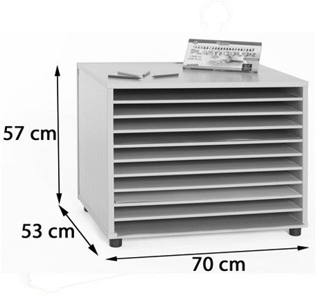 Mobeduc Mueble Archivador de Cartulinas Horizontal 600908HP18 con 10 Huecos en Melamina Haya