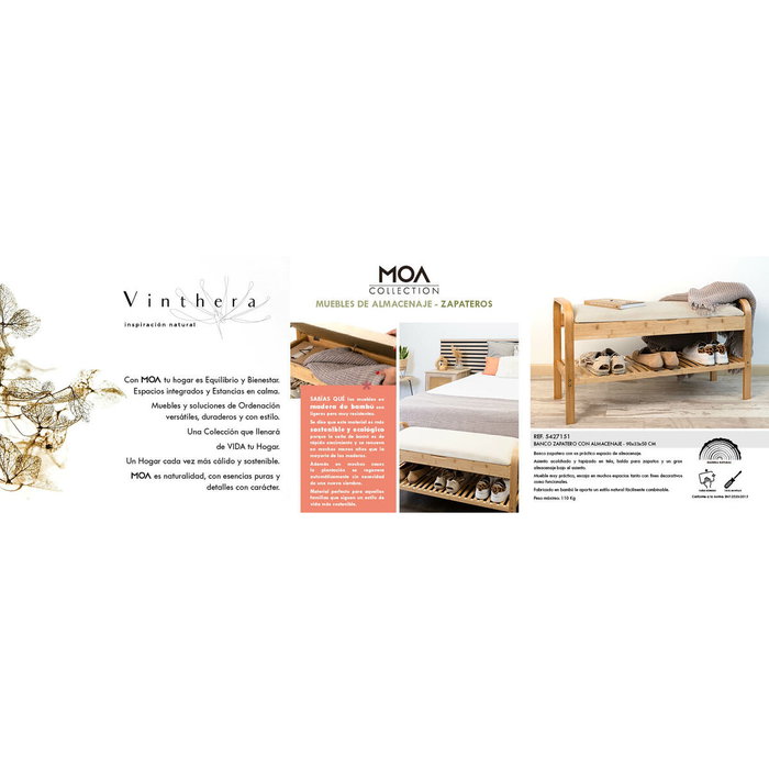 Vinthera Banco Zapatero con Almacenaje Moa Beige