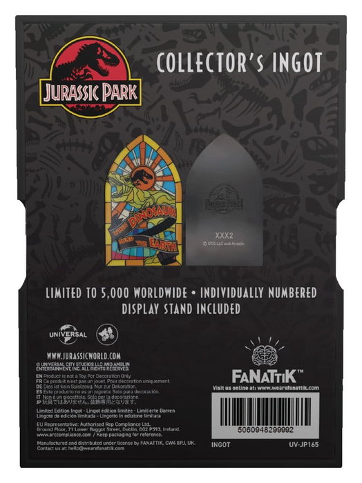 FaNaTtik Jurassic Park Lingote Metal Estilo Vidriera 11 cm FaNaTtik Jurassic Park Lingote Metal Estilo Vidriera 11 cm