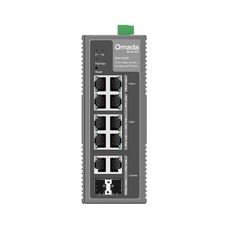 TP-Link Omada IES210GPP Switch Gestionado Industrial 10 Puertos Gigabit, 8xPoE+, 2xSFP, Montaje Rack/DIN, Energía sobre Ethernet 240W