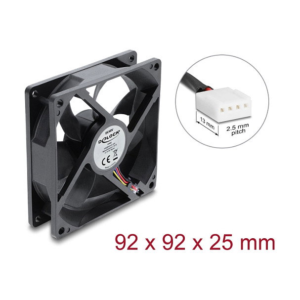 DeLOCK Ventilador Axial 48 V DC 92 x 92 x 25 mm 4 Pin PWM Negro DeLOCK Ventilador Axial 48 V DC 92 x 92 x 25 mm 4 Pin PWM Negro