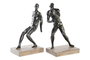 DKD Home Decor Set de 2 Sujetalibros de Resina y Madera Diseño Hombre