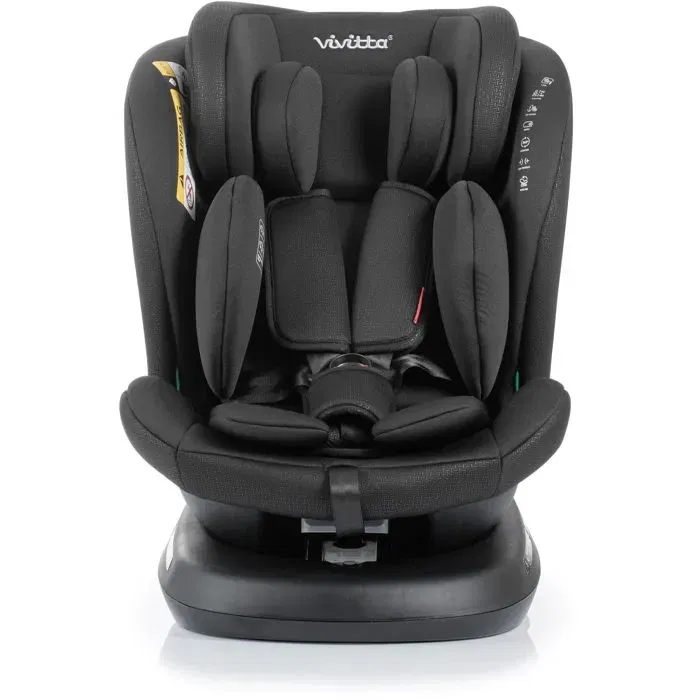 Babyauto Silla de Coche Sigma i-Fix Vivitta Grupo 0/1/2/3 (40-150 cm) Isofix + Top Tether Giratoria 360º Reclinable Negro BAB8435593704356