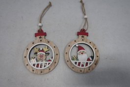DKD Home Decor Decoración Colgante MDF Reno y Papá Noel Surtido de 2