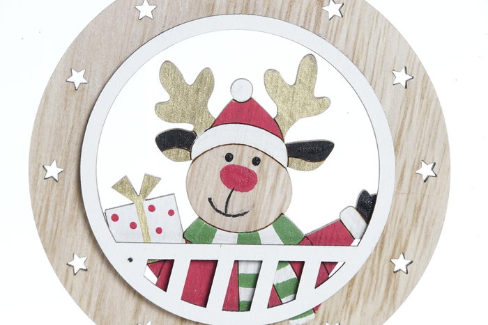 DKD Home Decor Decoración Colgante MDF Reno y Papá Noel Surtido de 2