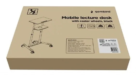 GEMBIRD TVS-DESK-01-BK Escritorio de Pie Móvil Negro