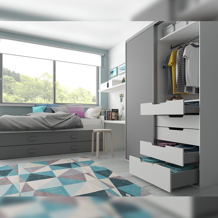 Emuca Kit Cajón Exterior Concept 185mm x 500mm Gris Antracita