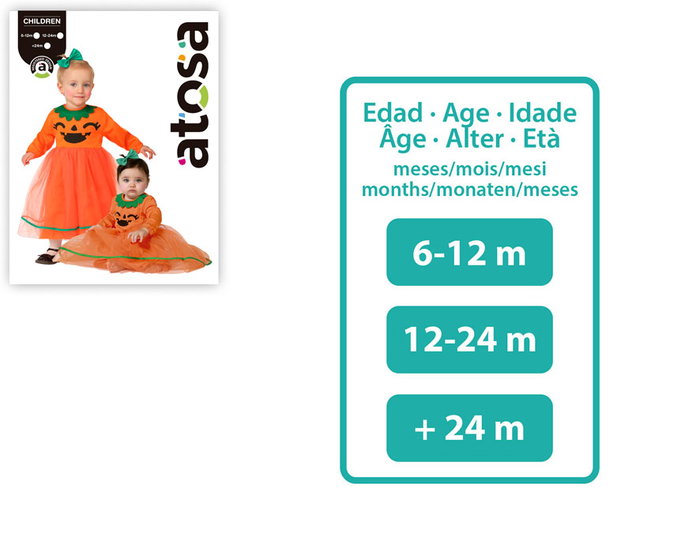 Disfraz de Halloween Calabaza para Niña Bebé - Vestido Naranja Talla 6-12 Meses