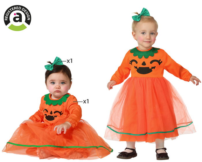 Disfraz de Halloween Calabaza para Niña Bebé - Vestido Naranja Talla 6-12 Meses