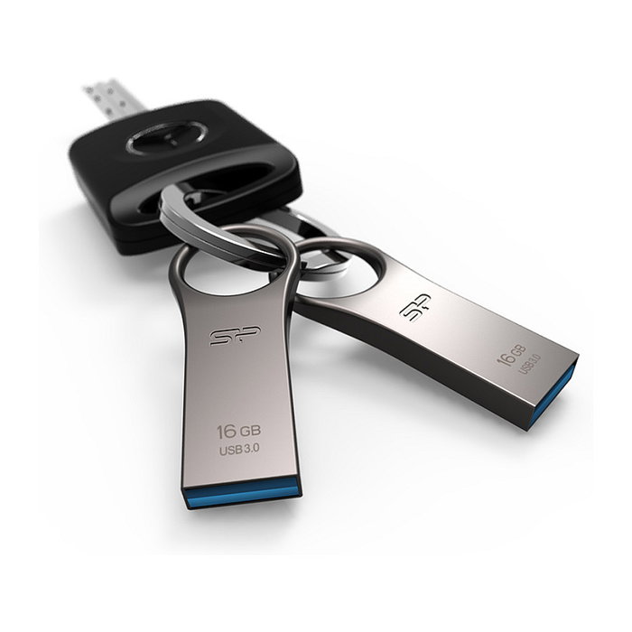 Silicon Power J80 USB 3.0 Stick 16GB Plata/Zinc Aluminio Resistente al Agua y Polvo con Cifrado AES 256-bit