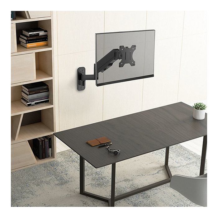 VALUE 17.99.1191 Soporte de Monitor Brazo para Pared, Negro, 5 Articulaciones, para Pantallas 17-32 Pulgadas, Soporte hasta 8 kg, VESA 75x75/100x100 mm