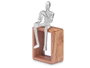 Giftdecor Figura Metal Saxofon Plata con Soporte Madera 13x27x13cm (Set de 6)