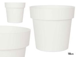 Maceta Ibergarden Plástico Blanca 18 cm Diámetro x 17 cm Alto Capacidad 2.5 Litros (Set de 12)