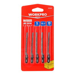Workpro Juego 5 Hojas Sierra Calar CR-V para Madera Vástago T