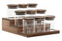 DKD Home Decor Especiero Set de 9 Piezas Natural Cristal y Acacia 25.6 x 16 x 24 cm