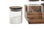 DKD Home Decor Especiero Set de 9 Piezas Natural Cristal y Acacia 25.6 x 16 x 24 cm