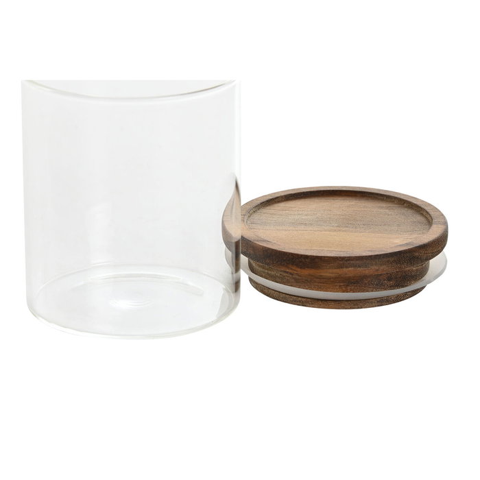 DKD Home Decor Set de 9 Especieros de Cristal con Estante de Acacia DKD Home Decor Set de 9 Especieros de Cristal con Estante de Acacia