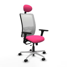 PIQUERAS Y CRESPO Silla de oficina Zulema con mecanismo Sincro/Traslack, Rosa y Blanco