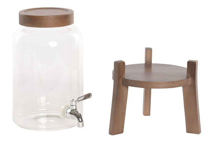 DKD Home Decor Dispensador de Bebidas de Cristal y Acacia 3.8L DKD Home Decor Dispensador de Bebidas de Cristal y Acacia 3.8L