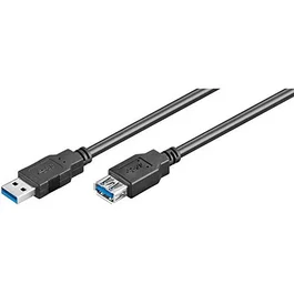 Ewent EC1007 Cable de extensión USB 3.2 Gen 1 (USB 3.0) USB-A Macho a USB-A Hembra de 1 metro, color Negro