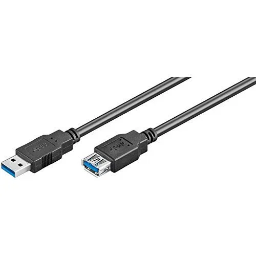 Ewent EC1007 Cable de extensión USB 3.2 Gen 1 (USB 3.0) USB-A Macho a USB-A Hembra de 1 metro, color Negro