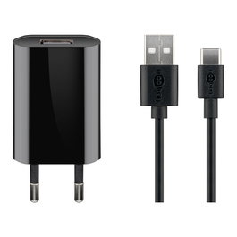 Goobay USB-C Ladeset 5W Negro con Cable de 1 Metro (USB-A a USB-C) inevitable