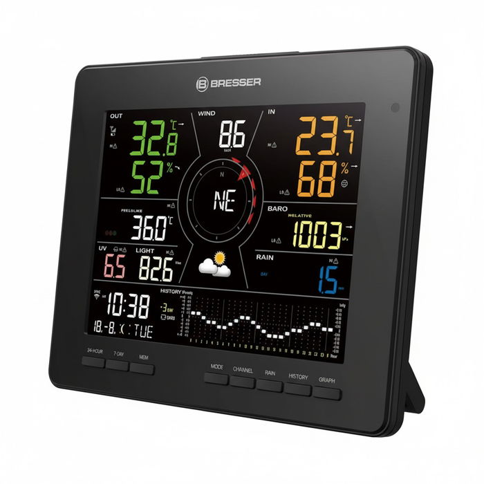 Bresser Wetter Center 7-in-1 4cast MD Funk Estación Meteorológica Inalámbrica