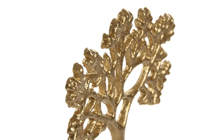 DKD Home Decor Figura de Árbol en Aluminio Dorado y Mármol Blanco