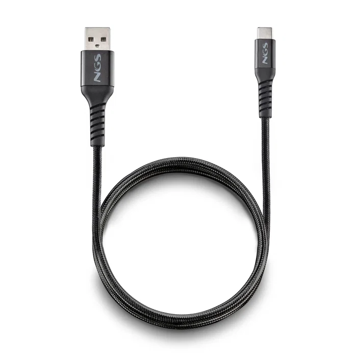 Ngs Cable de carga rápida USB-A a USB-C, 1 metro, USB 2.0, carga PD hasta 100W, ref. KNOT-AC - Negro