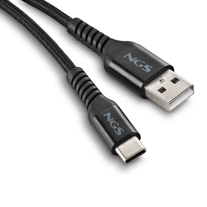 Ngs Cable de carga rápida USB-A a USB-C, 1 metro, USB 2.0, carga PD hasta 100W, ref. KNOT-AC - Negro