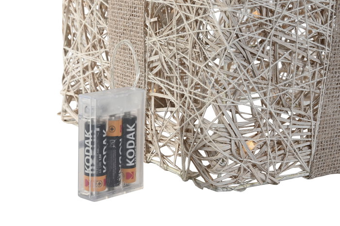 DKD Home Decor Regalo Navidad Set de 3 Piezas LED Ratan Crema 26 x 30 x 26 cm (2 Unidades)