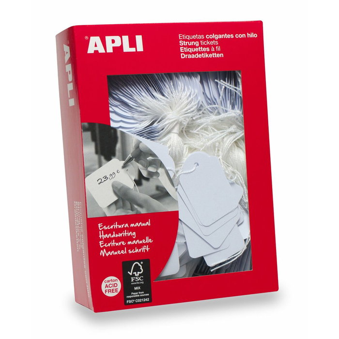 Apli Etiquetas Colgantes con Hilo 9x24 mm Blanco