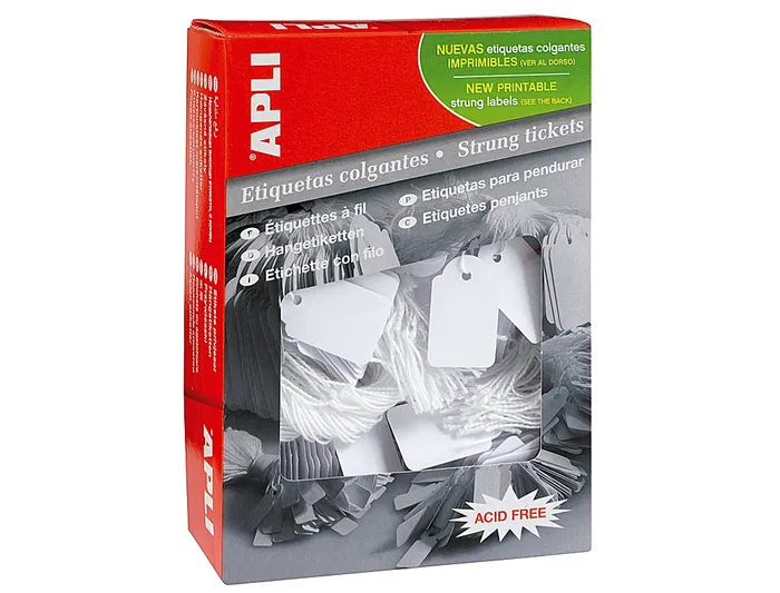 Apli Etiquetas Colgantes 389 18x29 mm Blanco Cartulina Cuerda Caja 1000 Unidades