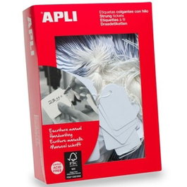 Apli Etiquetas Colgantes Blancas 36x53mm con Hilo, Caja de 500 unidades