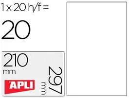 Apli Etiquetas Adhesivas Translucidas 1225 210x297 mm para Fotocopiadora Laser Caja con 20 Hojas