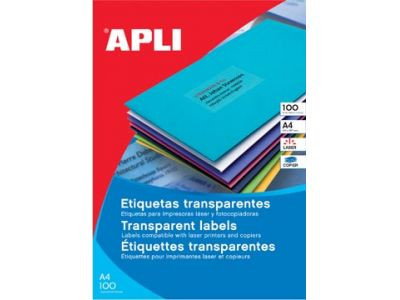 Apli Etiquetas Adhesivas Translúcidas de Poliéster A4 (20 unidades)